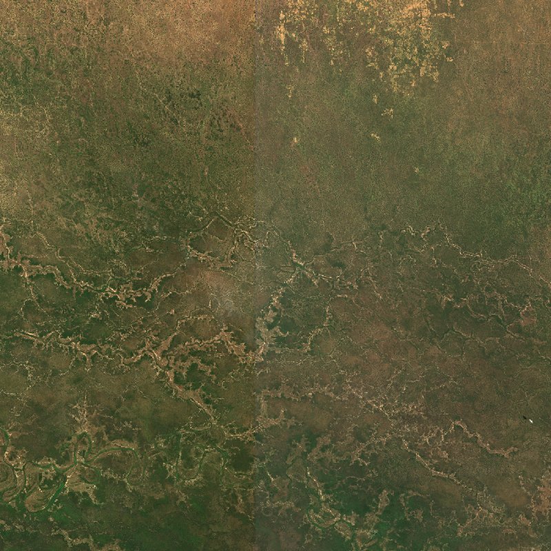 Image satellite Sentinel-2 de la zone de Darfour-Oriental (SD) avant l'incendie, le 26 septembre 2026