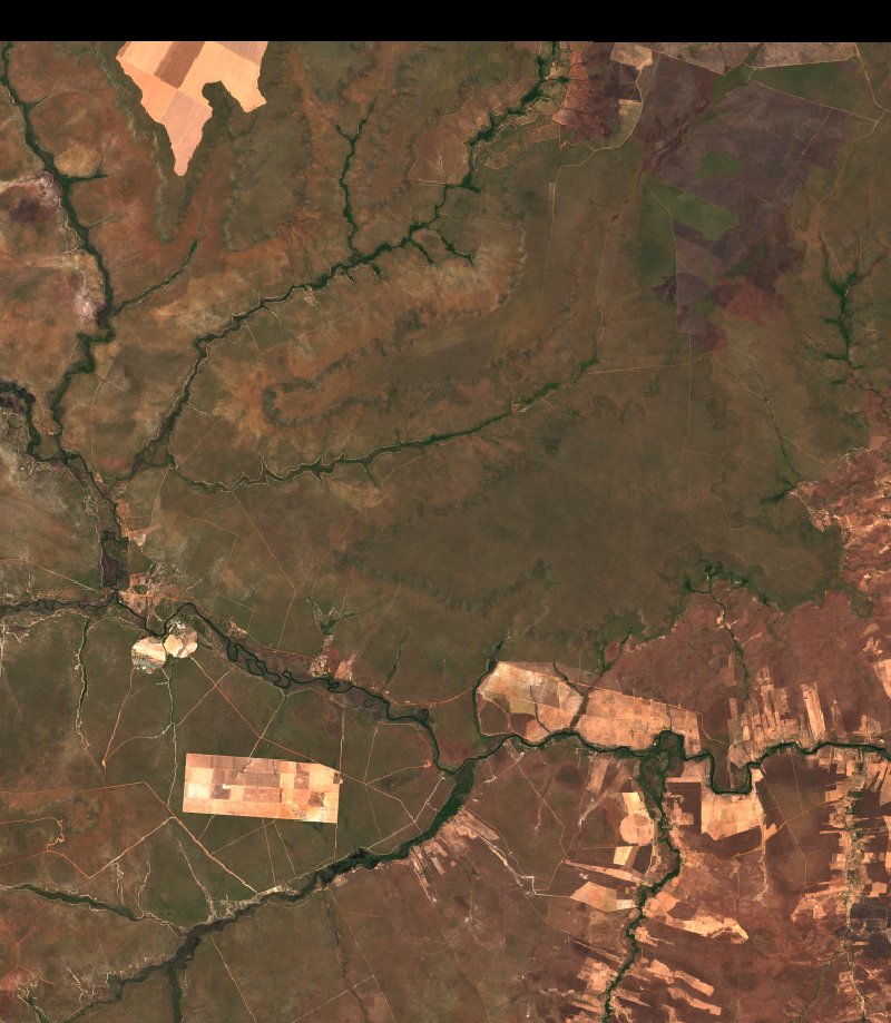 Sentinel-2-Satellitenbild des Gebiets bei Bahia (BR) vor dem Brand, am 30. September 2026
