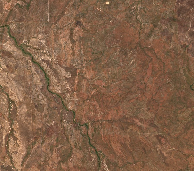 Image satellite Sentinel-2 de la zone de Territoire du Nord (AU) avant l'incendie, le 2 octobre 2026