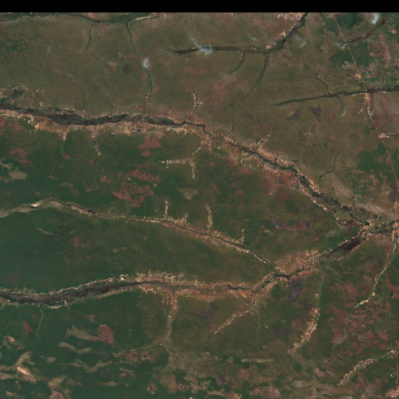 Image satellite Sentinel-2 de la même zone de Moxico (AO) pendant l'incendie, le 19 octobre 2026
