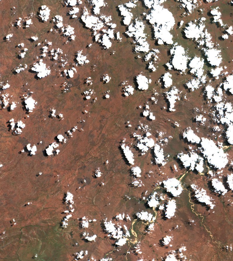 Sentinel-2-Satellitenbild desselben Gebiets bei Centrale (ZM) während des Brandes, am 14. Oktober 2026