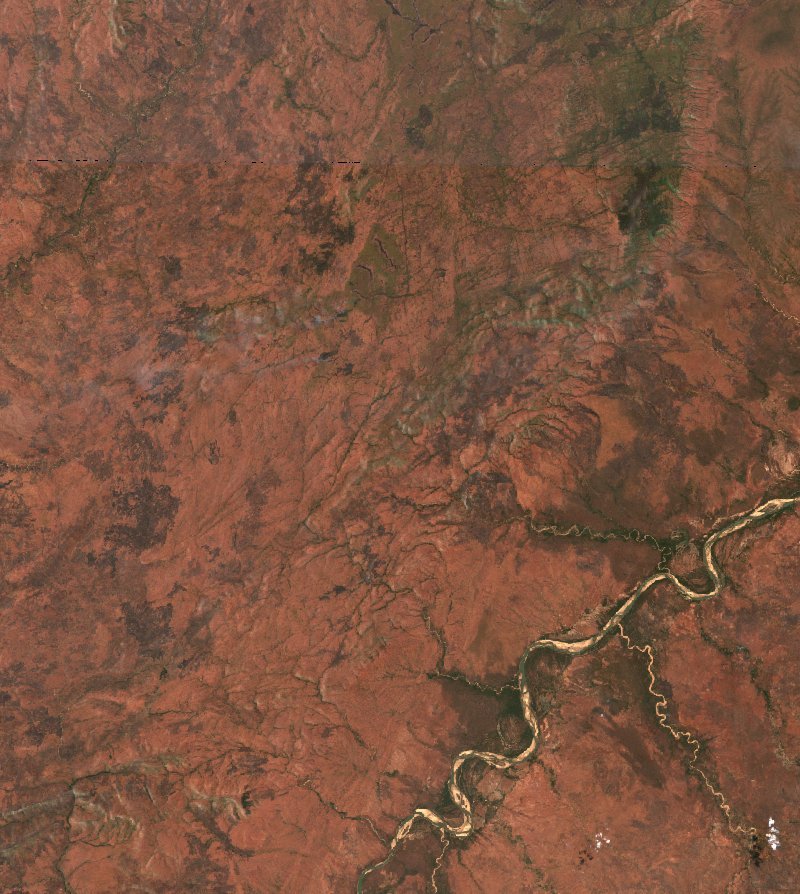 Sentinel-2-Satellitenbild des Gebiets bei Centrale (ZM) vor dem Brand, am 14. September 2026