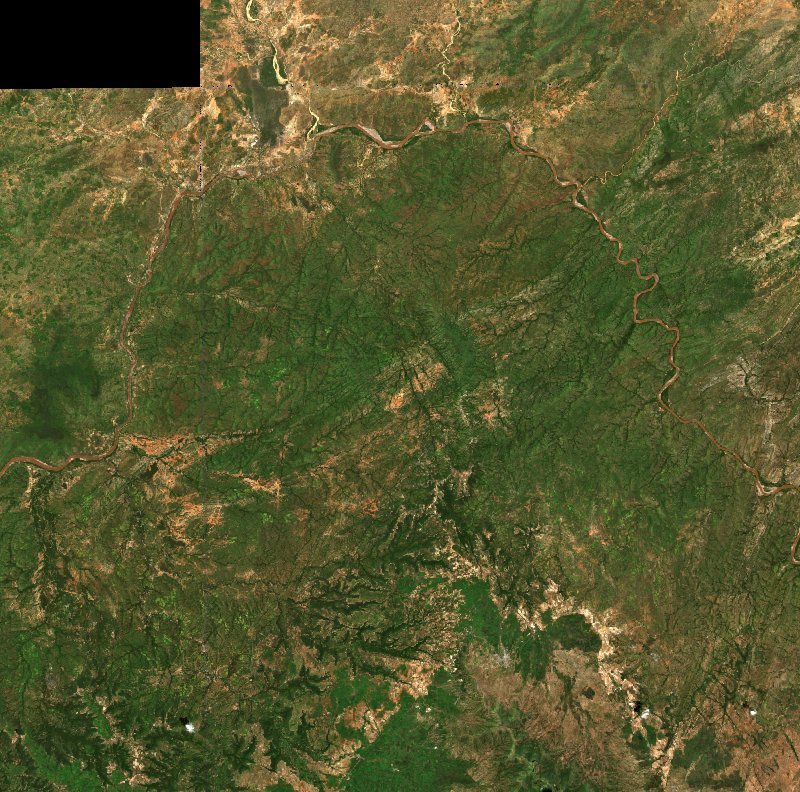 Sentinel-2-Satellitenbild des Gebiets bei Tigré (ET) vor dem Brand, am 24. September 2026
