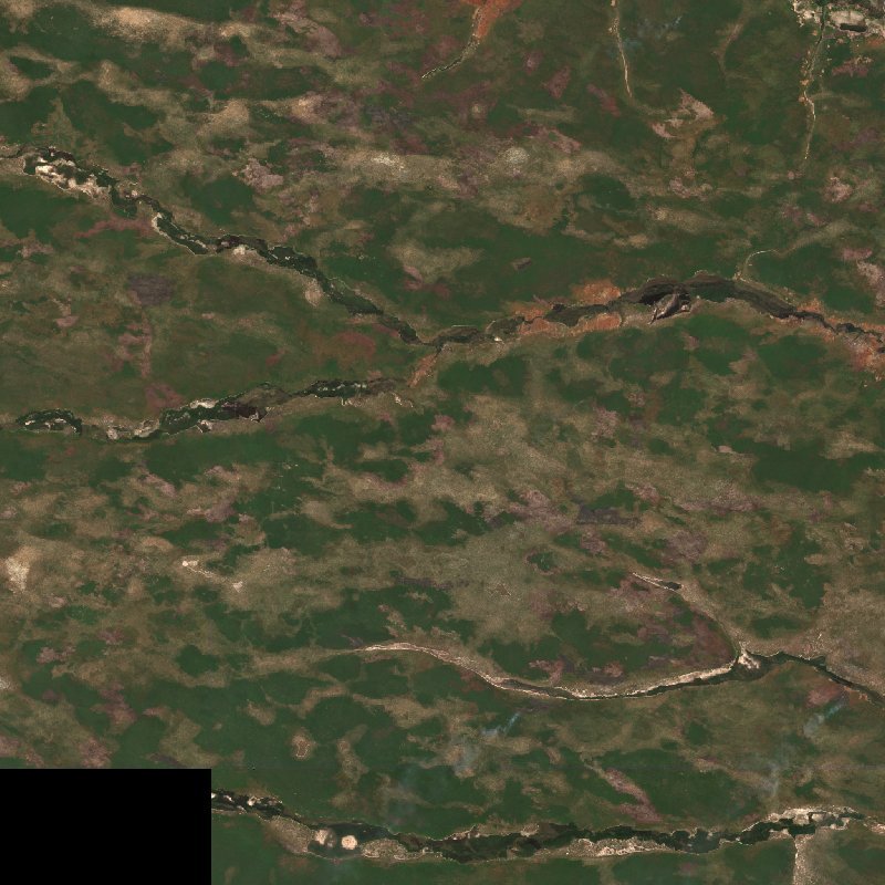Imagen de satélite Sentinel-2 de la misma zona cerca de Moxico (AO) durante el incendio, el 16 de octubre de 2026