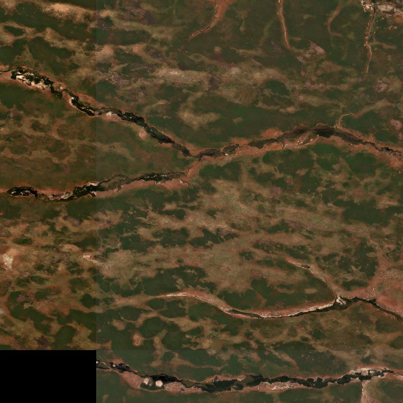 Imagen de satélite Sentinel-2 de la zona cerca de Moxico (AO) antes del incendio, el 16 de septiembre de 2026