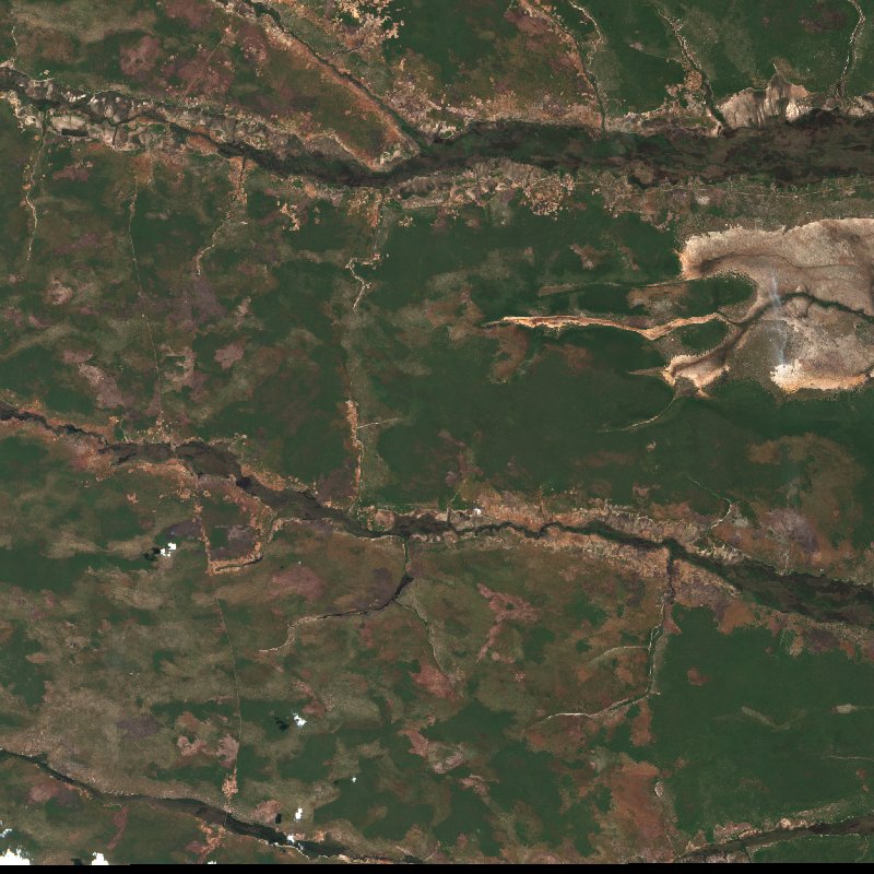 Imagen de satélite Sentinel-2 de la misma zona cerca de Moxico (AO) durante el incendio, el 19 de octubre de 2026