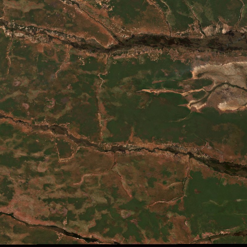 Imagen de satélite Sentinel-2 de la zona cerca de Moxico (AO) antes del incendio, el 16 de septiembre de 2026