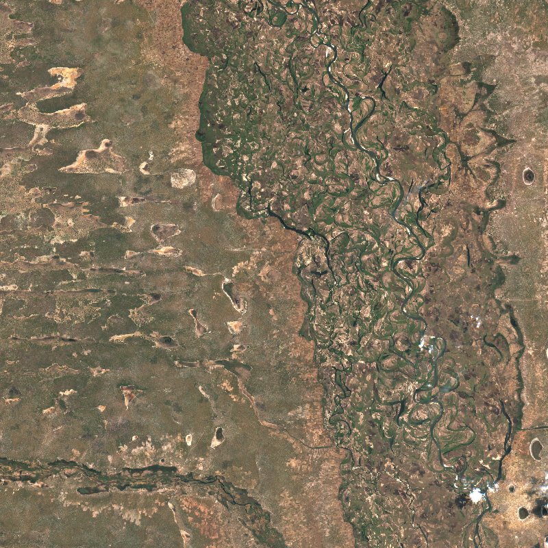 Imagen de satélite Sentinel-2 de la misma zona cerca de Occidentale (ZM) durante el incendio, el 16 de octubre de 2026