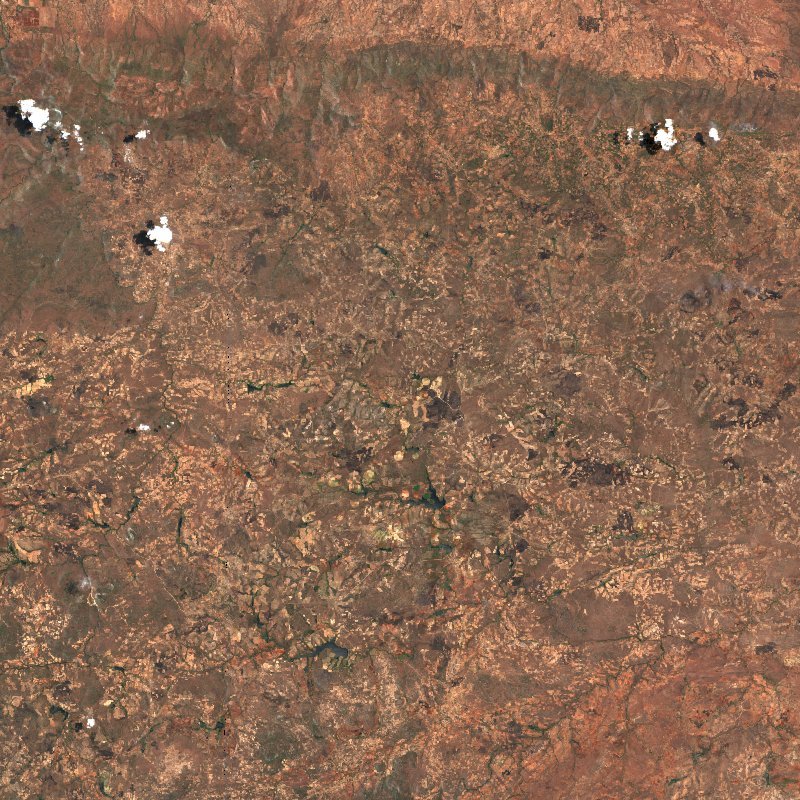 Sentinel-2-Satellitenbild desselben Gebiets bei Mashonaland central (ZW) während des Brandes, am 17. Oktober 2026