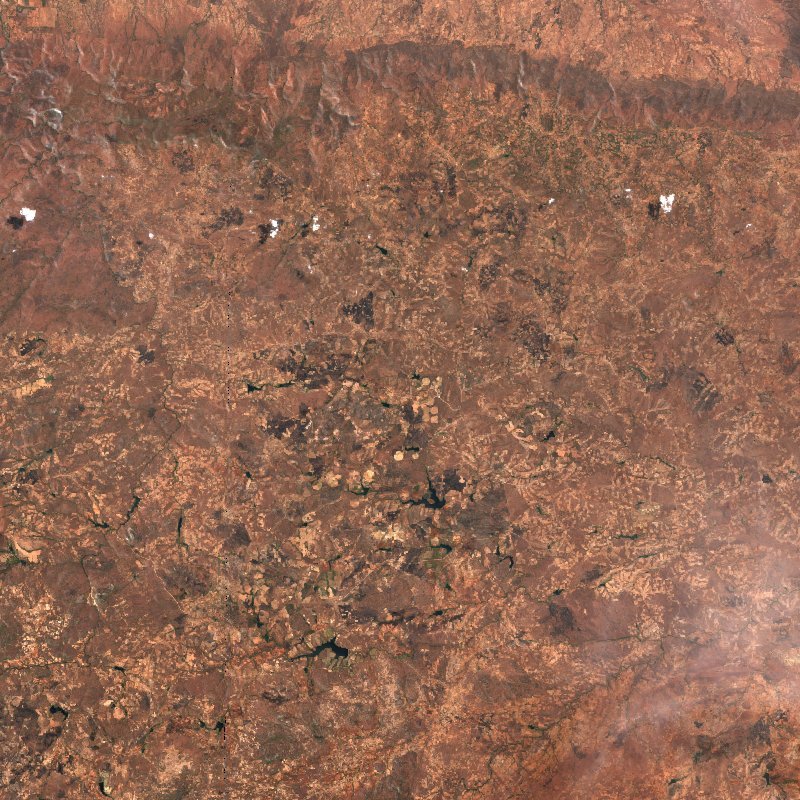 Sentinel-2-Satellitenbild des Gebiets bei Mashonaland central (ZW) vor dem Brand, am 27. September 2026