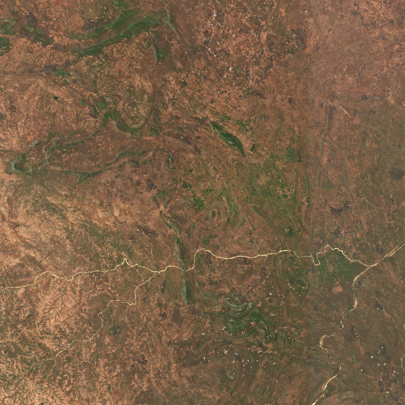 Sentinel-2 satellite image of the same area near Tete (MZ) after the fire, on 21 October 2026