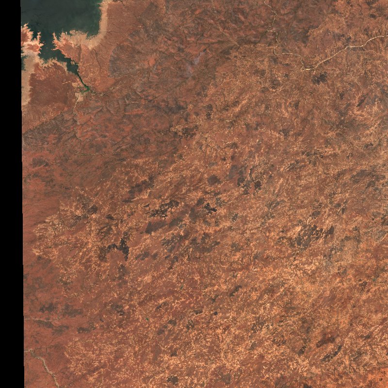 Sentinel-2-Satellitenbild des Gebiets bei Mashonaland occidental (ZW) vor dem Brand, am 27. September 2026