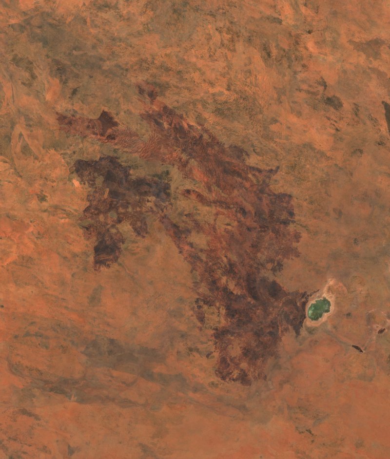 Image satellite Sentinel-2 de la même zone de Territoire du Nord (AU) pendant l'incendie, le 19 octobre 2026