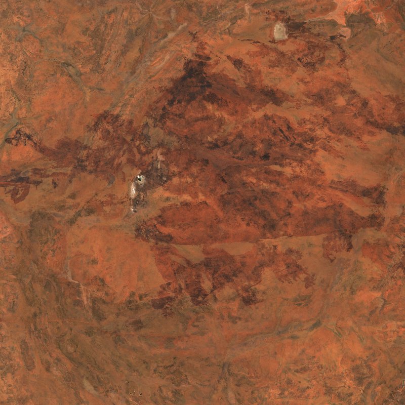 Sentinel-2 satellite image of the same area near Territoire du Nord (AU) after the fire, on 17 October 2026