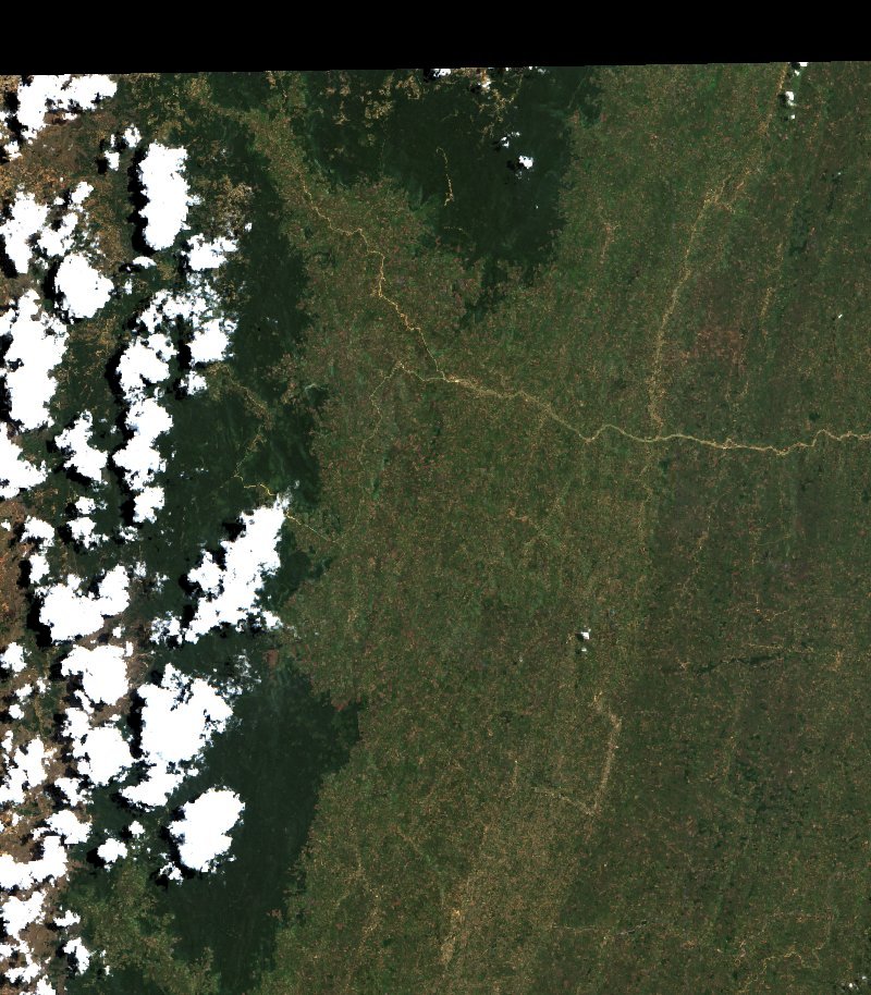 Image satellite Sentinel-2 de la même zone de Tamatave (MG) pendant l'incendie, le 21 octobre 2026