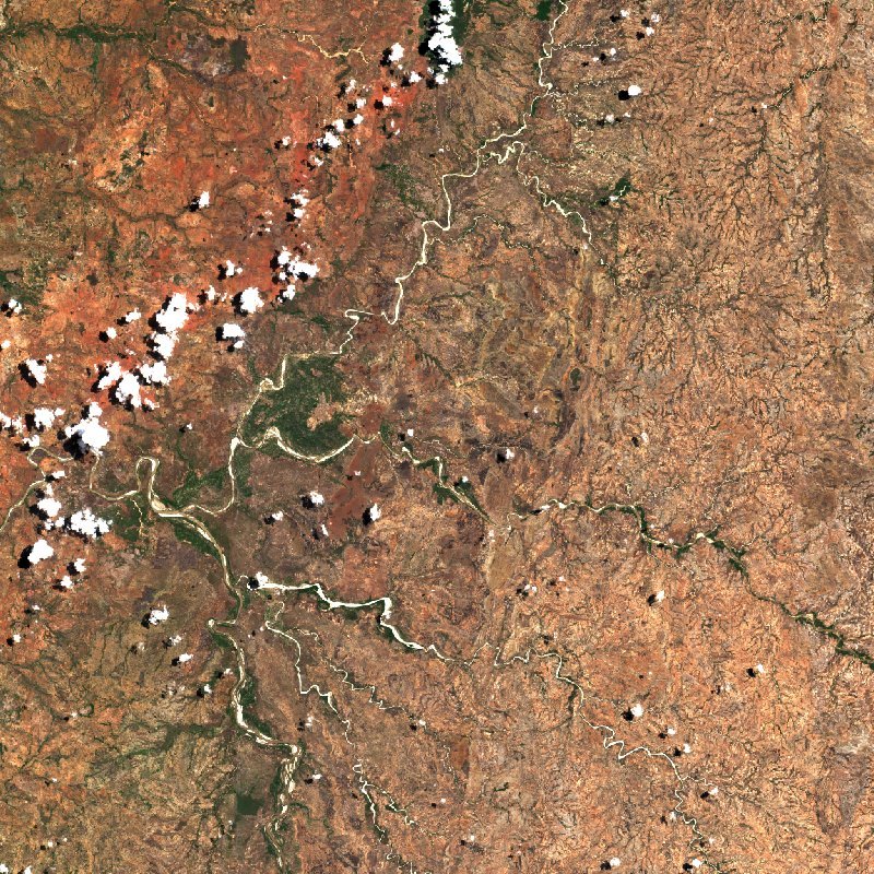 Sentinel-2-Satellitenbild desselben Gebiets bei Menabe (MG) während des Brandes, am 19. Oktober 2026