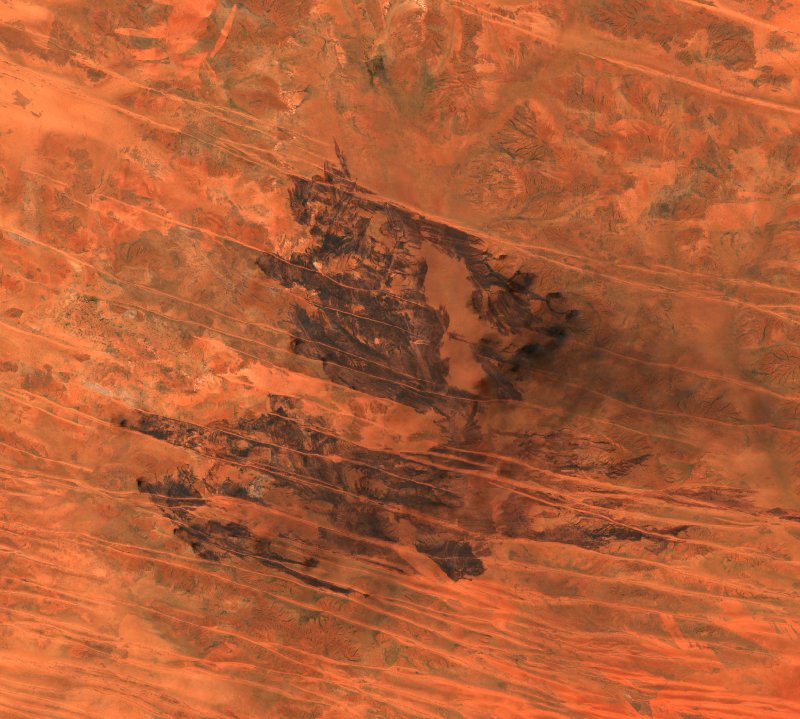 Image satellite Sentinel-2 de la même zone d'Australie-Occidentale (AU) après l'incendie, le 23 octobre 2026