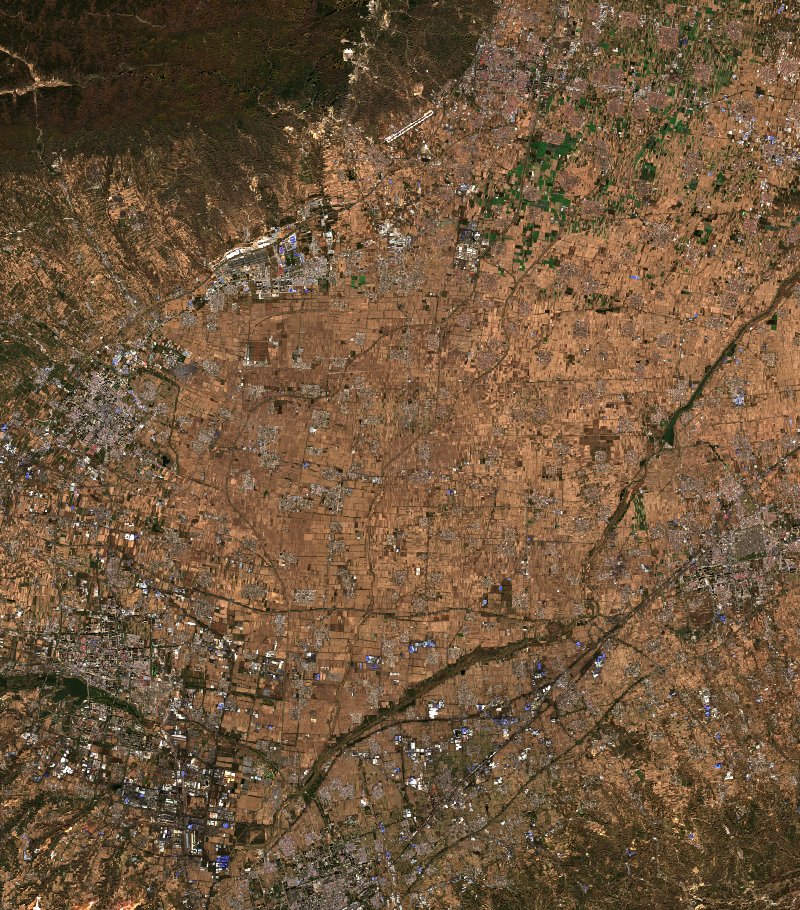 Sentinel-2 satellite image of the same area near Shanxi (CN) after the fire, on 21 October 2026
