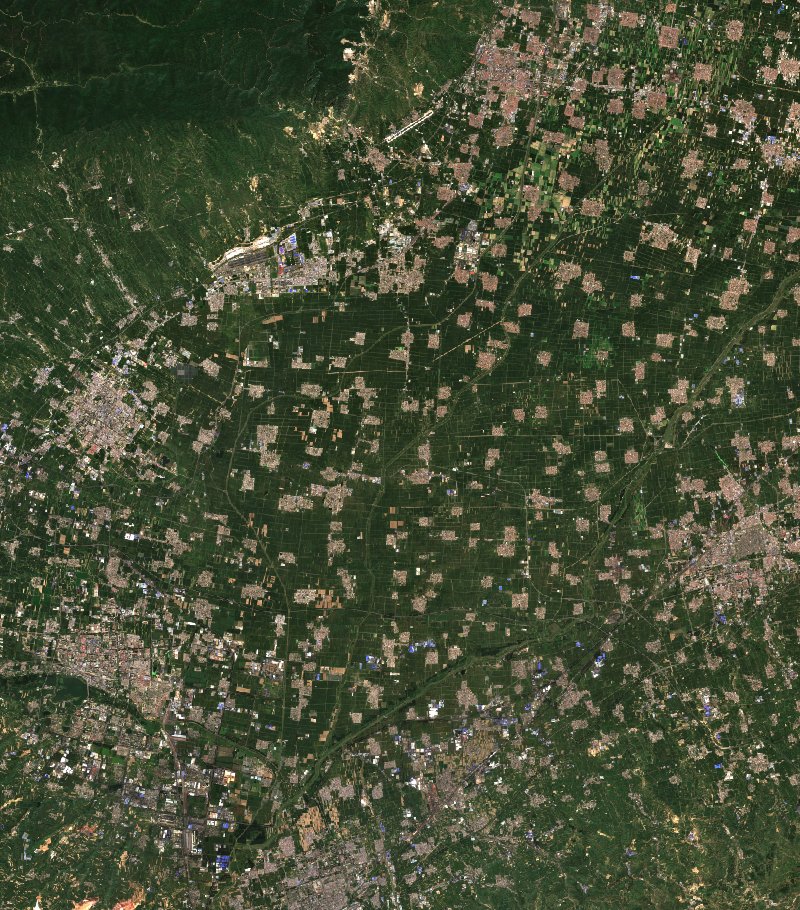 Sentinel-2 satellite image of the area near Shanxi (CN) before the fire, on 1 September 2026