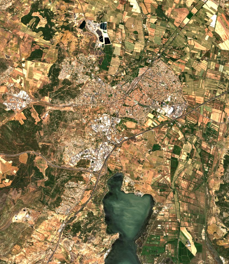 Sentinel-2-Satellitenbild desselben Gebiets bei Narbonne nach dem Brand, am 5. Juli 2026