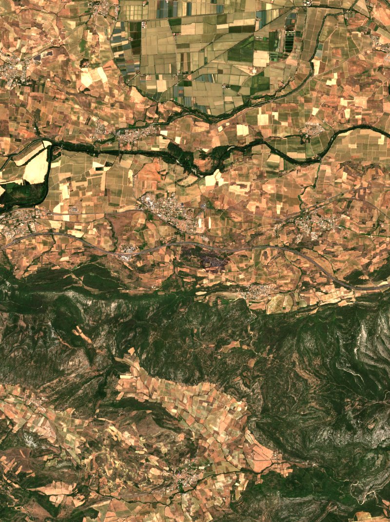 Imagen de satélite Sentinel-2 de la misma zona cerca de Capendu después del incendio, el 7 de julio de 2026