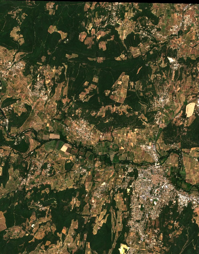 Sentinel-2-Satellitenbild desselben Gebiets bei Saint-Gervais nach dem Brand, am 27. Juli 2026