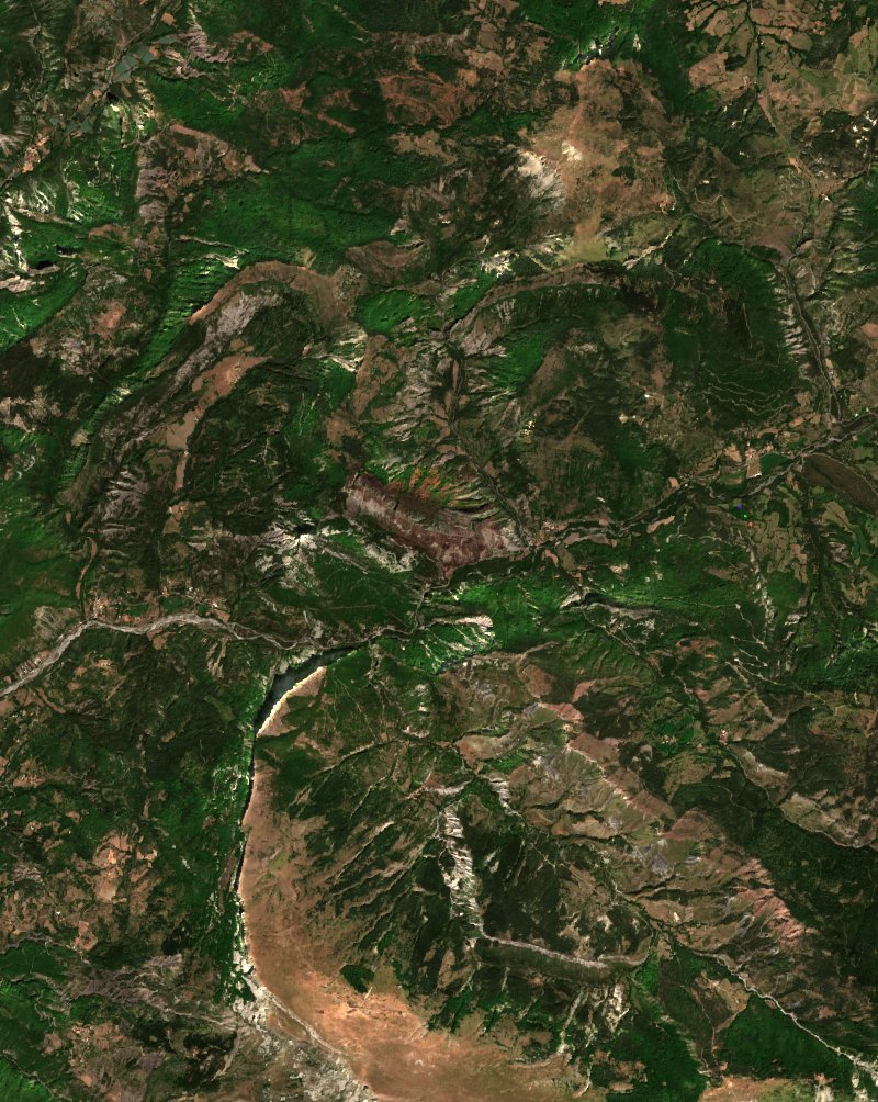 Sentinel-2-Satellitenbild desselben Gebiets bei Bayons nach dem Brand, am 23. August 2026