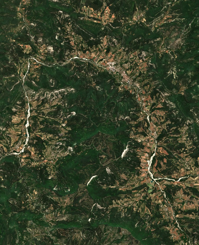 Imagen de satélite Sentinel-2 de la zona cerca de Die antes del incendio, el 20 de junio de 2026