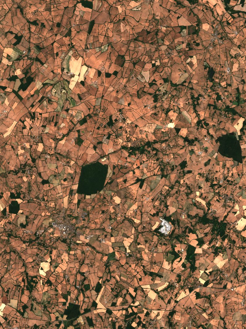 Sentinel-2 satellite image of the area near Magnac-Laval before the fire, on 6 July 2026