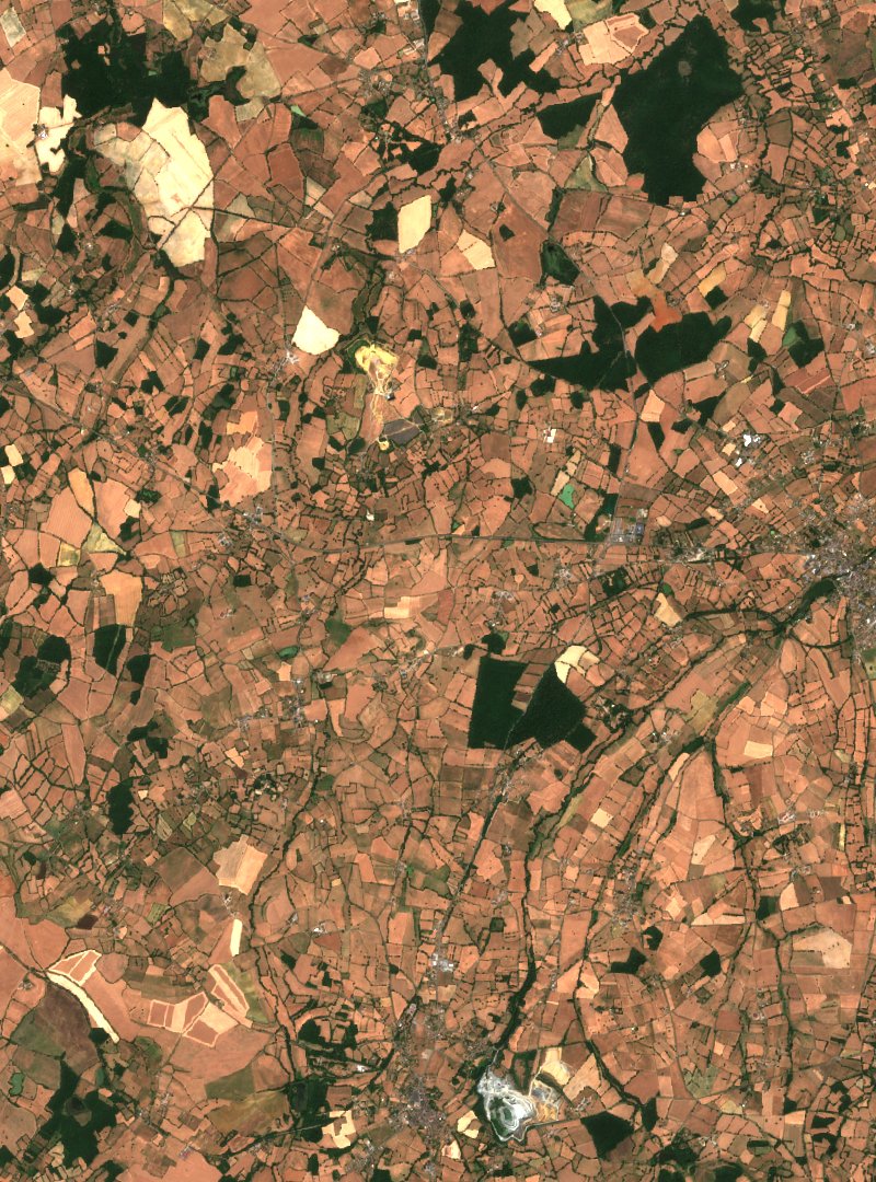 Sentinel-2-Satellitenbild des Gebiets bei Gournay vor dem Brand, am 23. Juni 2026