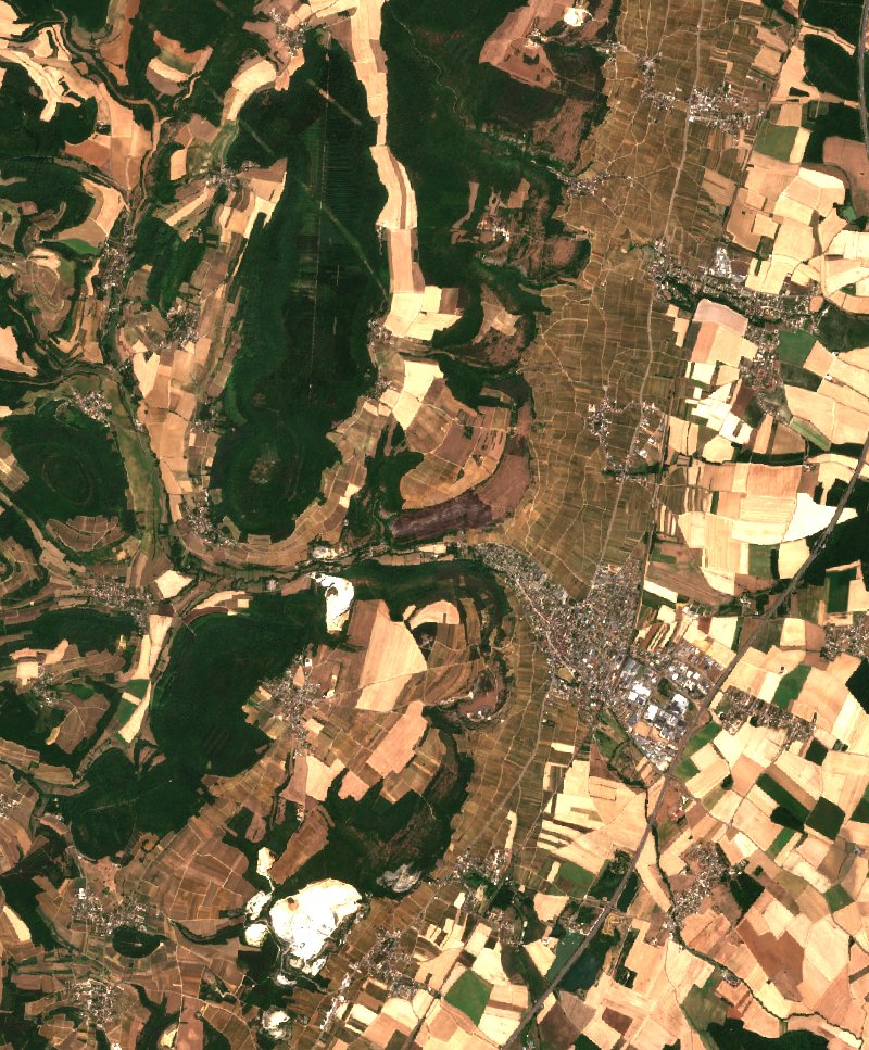 Sentinel-2 satellite image of the same area near Nuits-Saint-Georges after the fire, on 20 July 2026