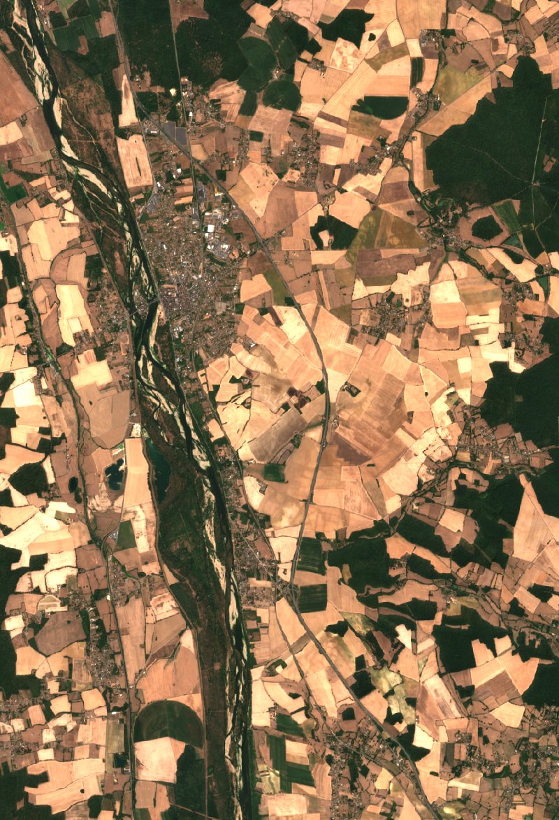 Sentinel-2-Satellitenbild desselben Gebiets bei La Marche nach dem Brand, am 2. August 2026