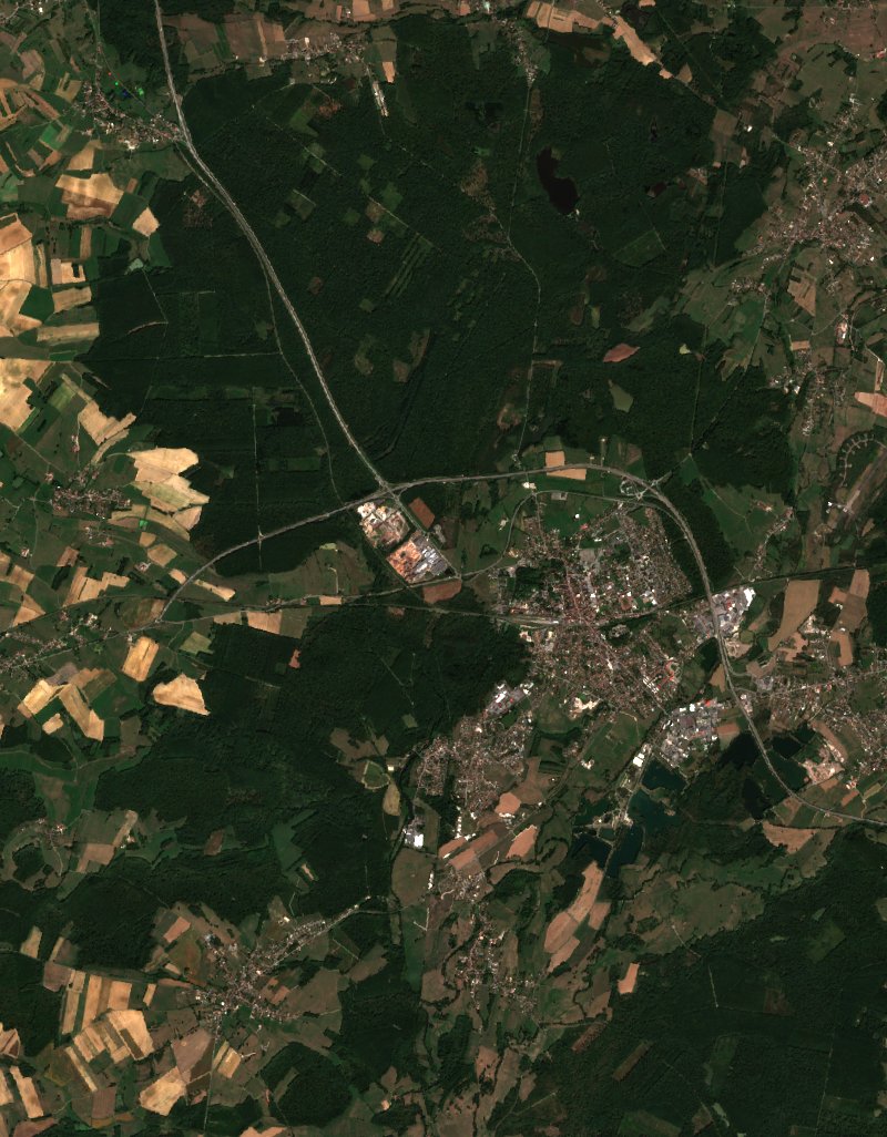 Sentinel-2 satellite image of the same area near Lure after the fire, on 8 September 2026