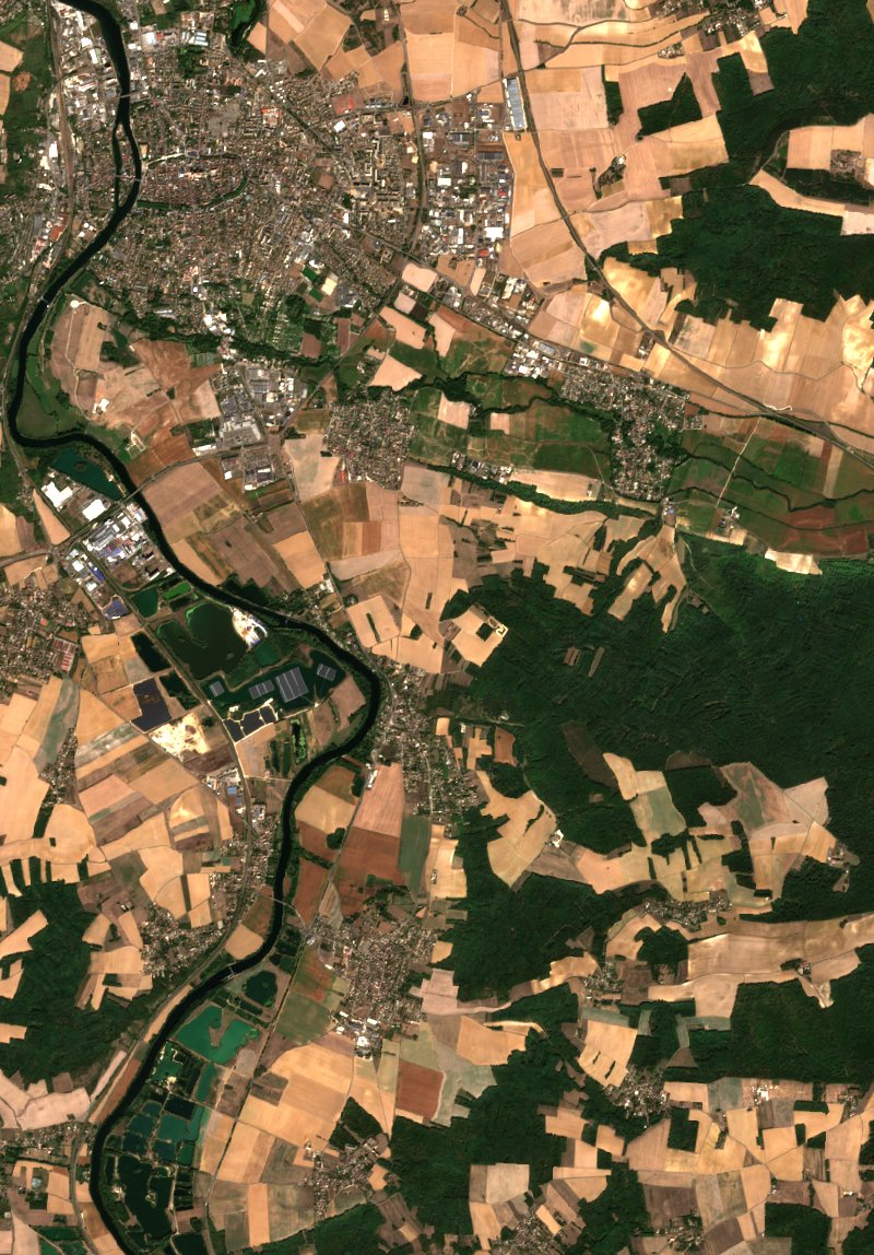 Sentinel-2-Satellitenbild desselben Gebiets bei Malay-le-Grand nach dem Brand, am 15. September 2026