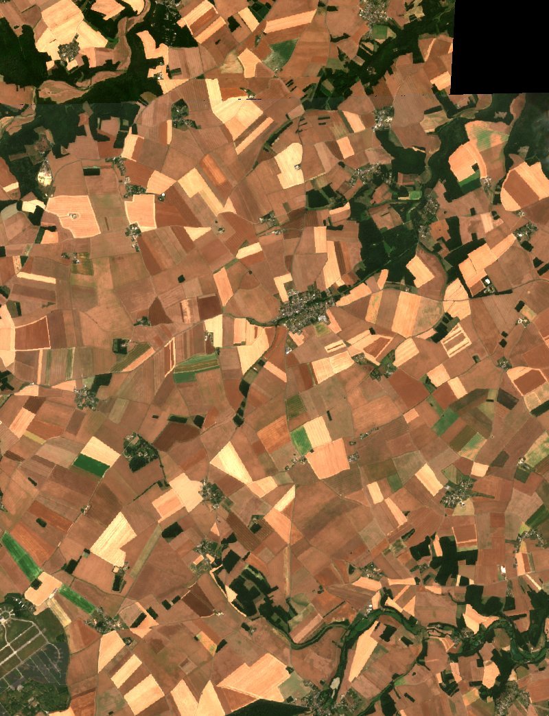 Sentinel-2 satellite image of the area near Laons before the fire, on 23 June 2026