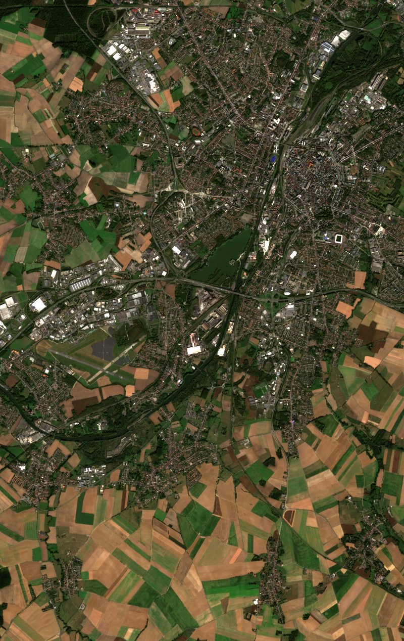 Imagen de satélite Sentinel-2 de la misma zona cerca de Trith-Saint-Léger después del incendio, el 6 de octubre de 2026