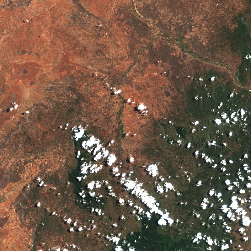 Imagen de satélite Sentinel-2 de la misma zona cerca de Dodoma (TZ) durante el incendio, el 14 de septiembre de 2026