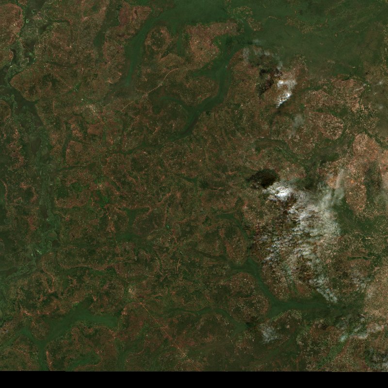 Sentinel-2 satellite image of the same area near Bahr el Ghazal du Nord (SS) during the fire, on 9 October 2026