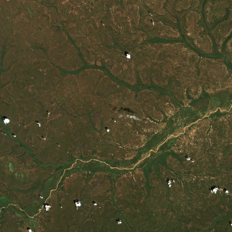 Sentinel-2-Satellitenbild desselben Gebiets bei Bahr el Ghazal du Nord (SS) während des Brandes, am 14. Oktober 2026
