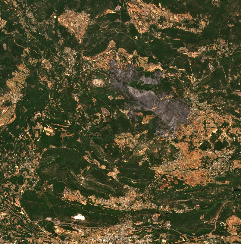 Correns seen by Sentinel-2 on 24 July