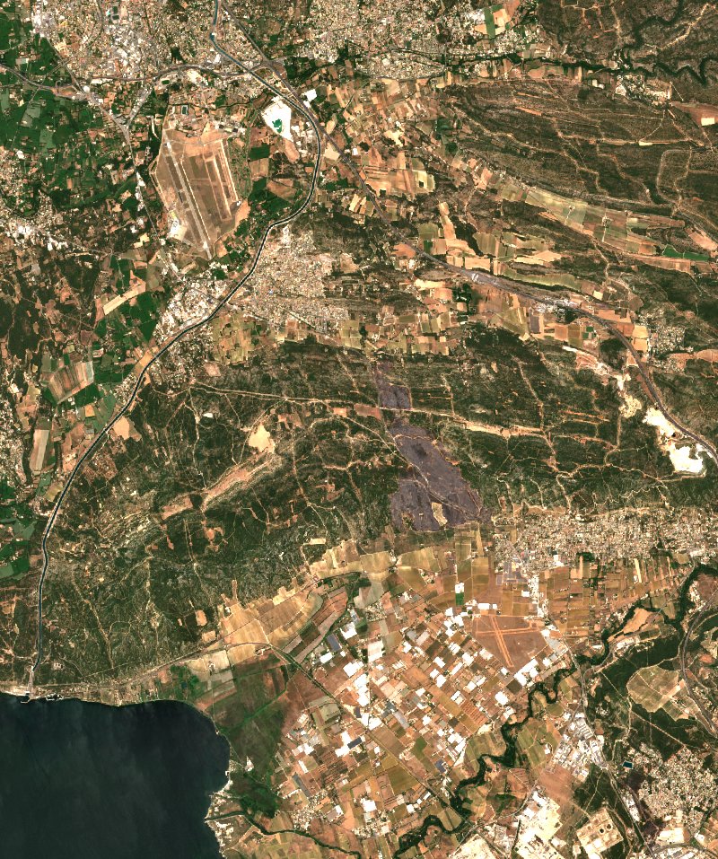 Lançon-Provence von Sentinel-2 erfasst am 4. Juli
