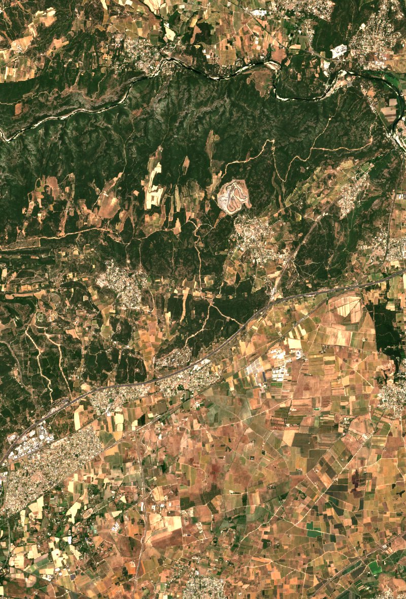 Lédenon seen by Sentinel-2 on 4 July