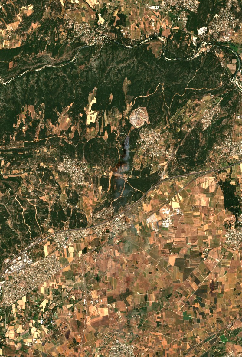 Lédenon seen by Sentinel-2 on 5 July