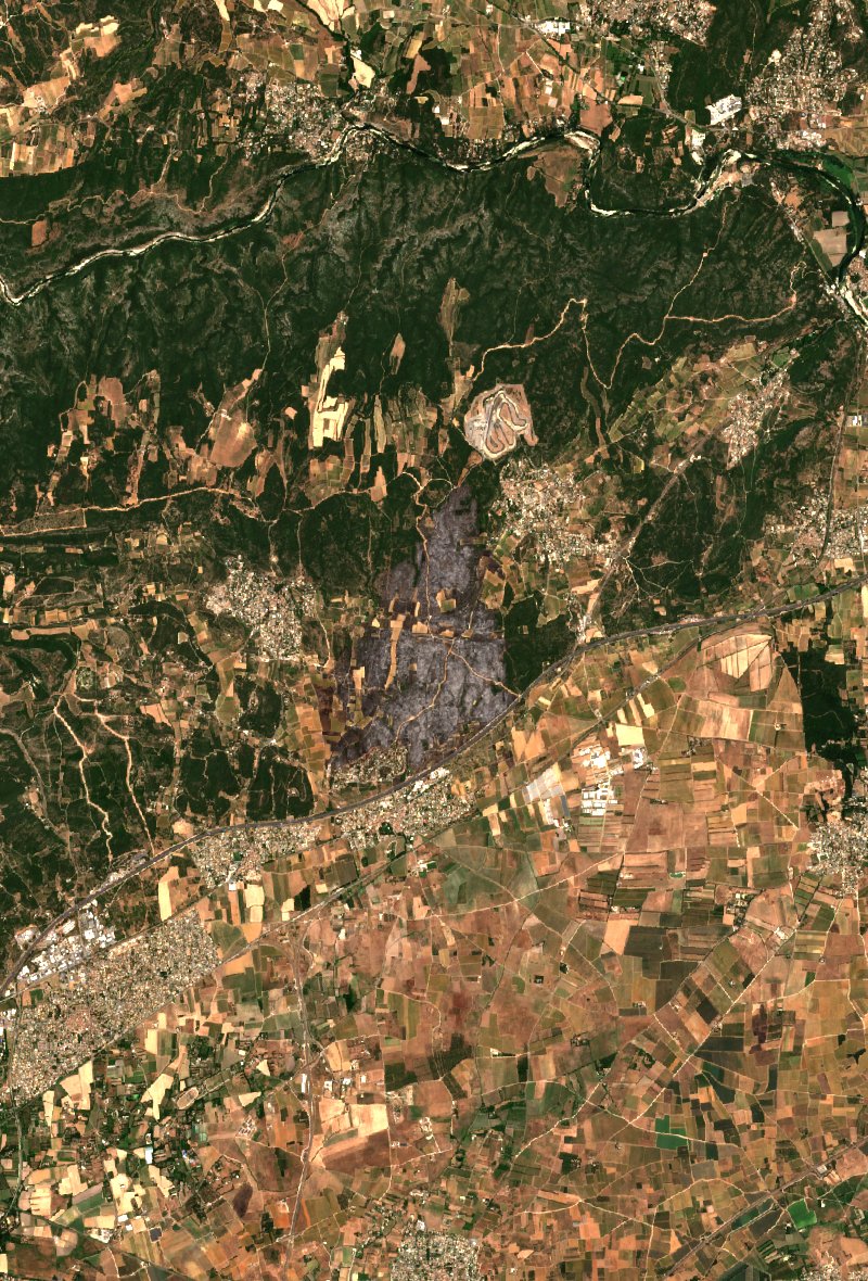 Lédenon seen by Sentinel-2 on 7 July