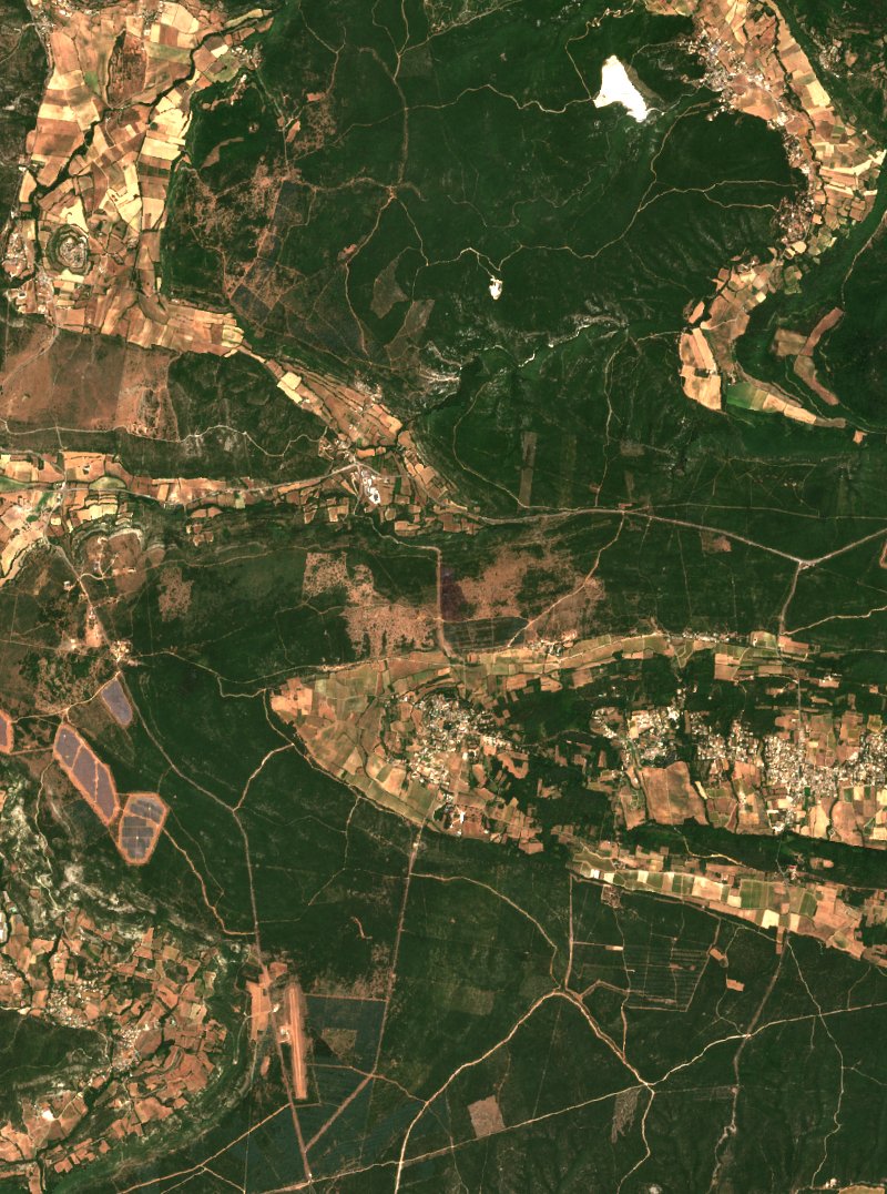 Fontarèches vu par Sentinel-2 le 22 juillet