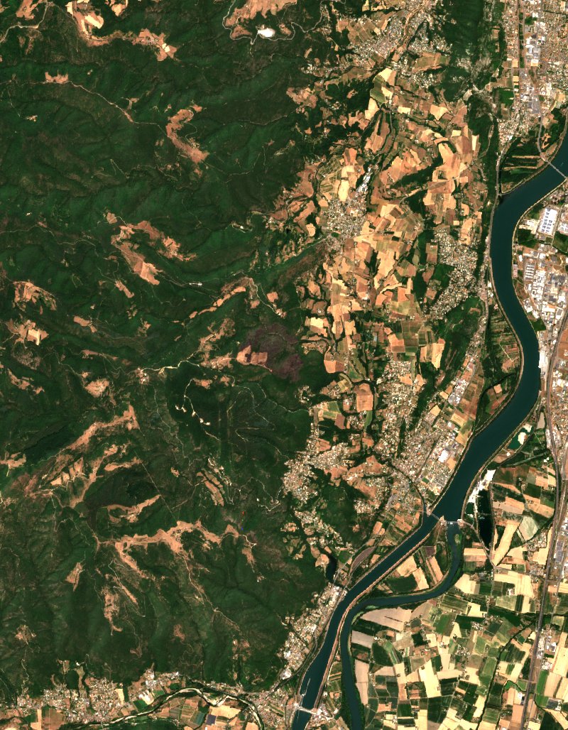 Saint-Georges-les-Bains seen by Sentinel-2 on 12 July