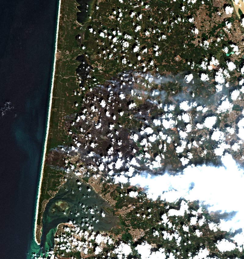 Le Porge seen by Sentinel-2 on 26 July