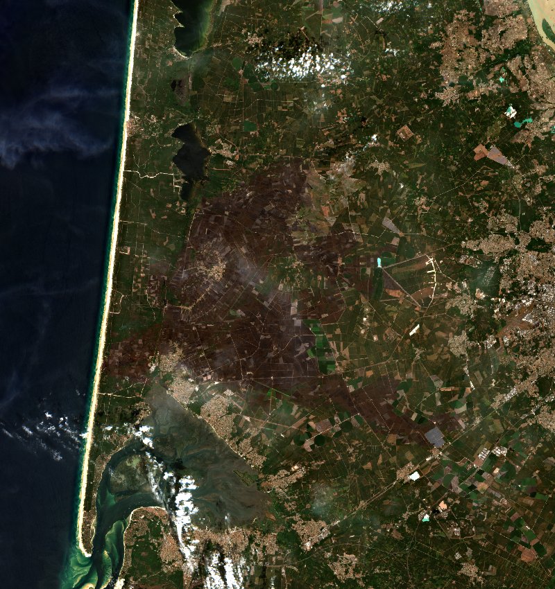 Le Porge seen by Sentinel-2 on 2 August