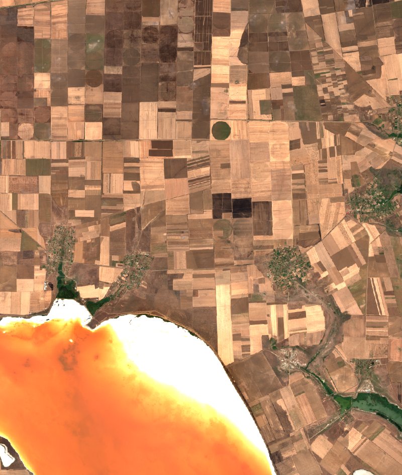 Новотроїцька селищна громада (UA) vu par Sentinel-2 le 13 août