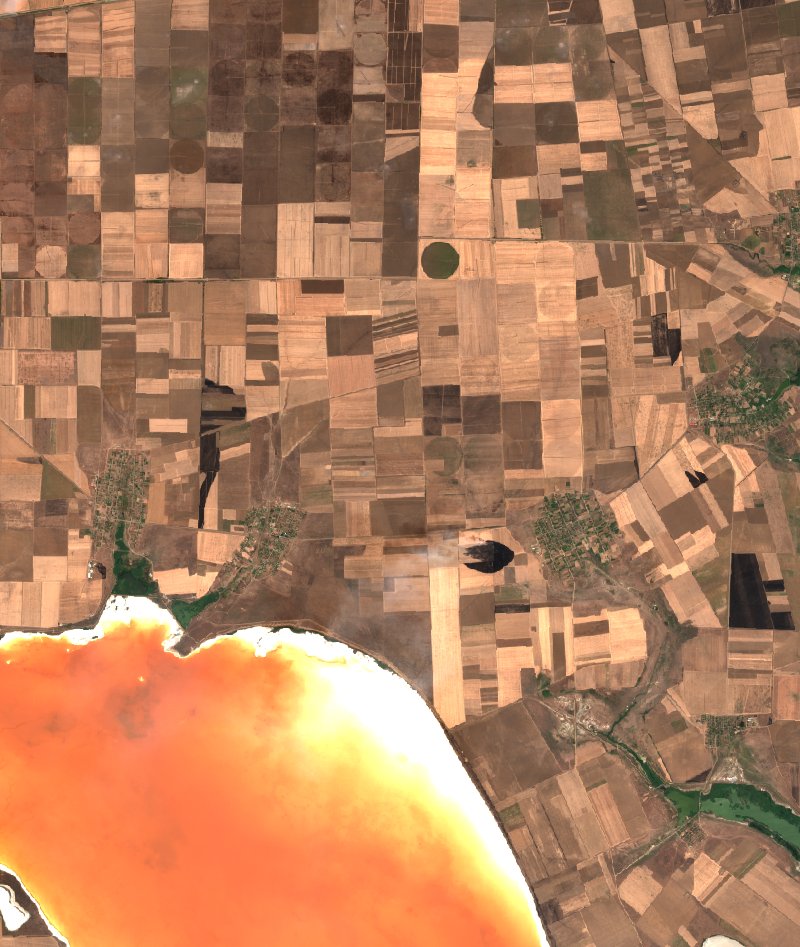 Новотроїцька селищна громада (UA) vu par Sentinel-2 le 16 août